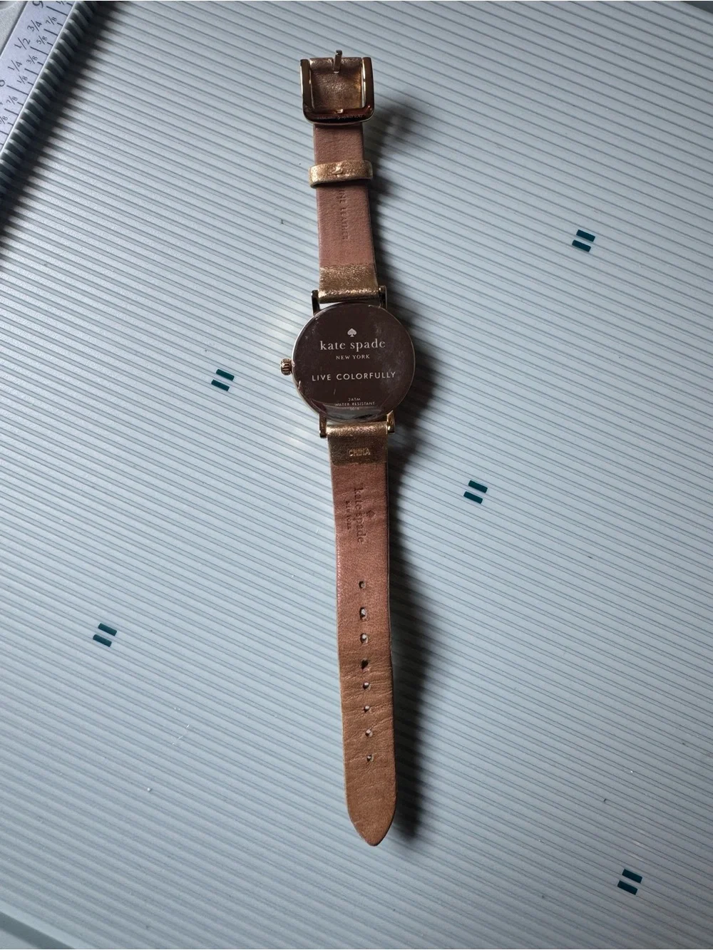 kate spade Gold Metallic Leather Strap Watch with Dial
